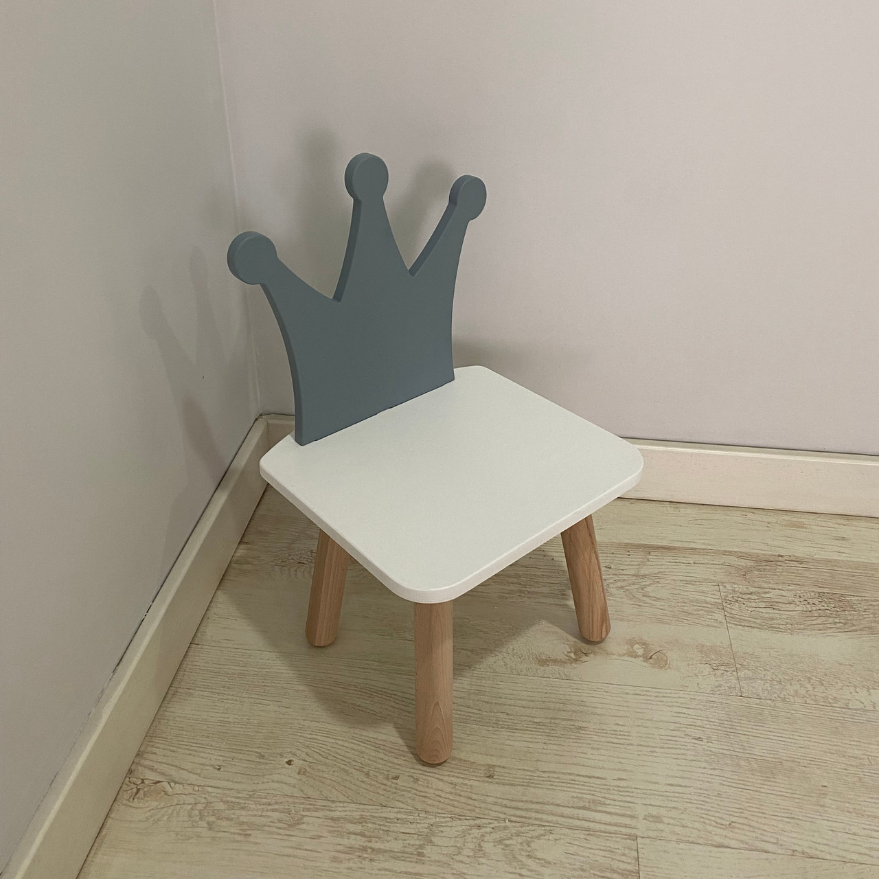 Стульчик дитячий ChildWood корона сірий+білий Kids Dream (Фанера), фото 1