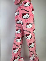 Стильні штани Hello Kitty Персиковому кольорі. Плюшеві Штани Хелоу Кітті . Піжамні Штани Hello Kitty