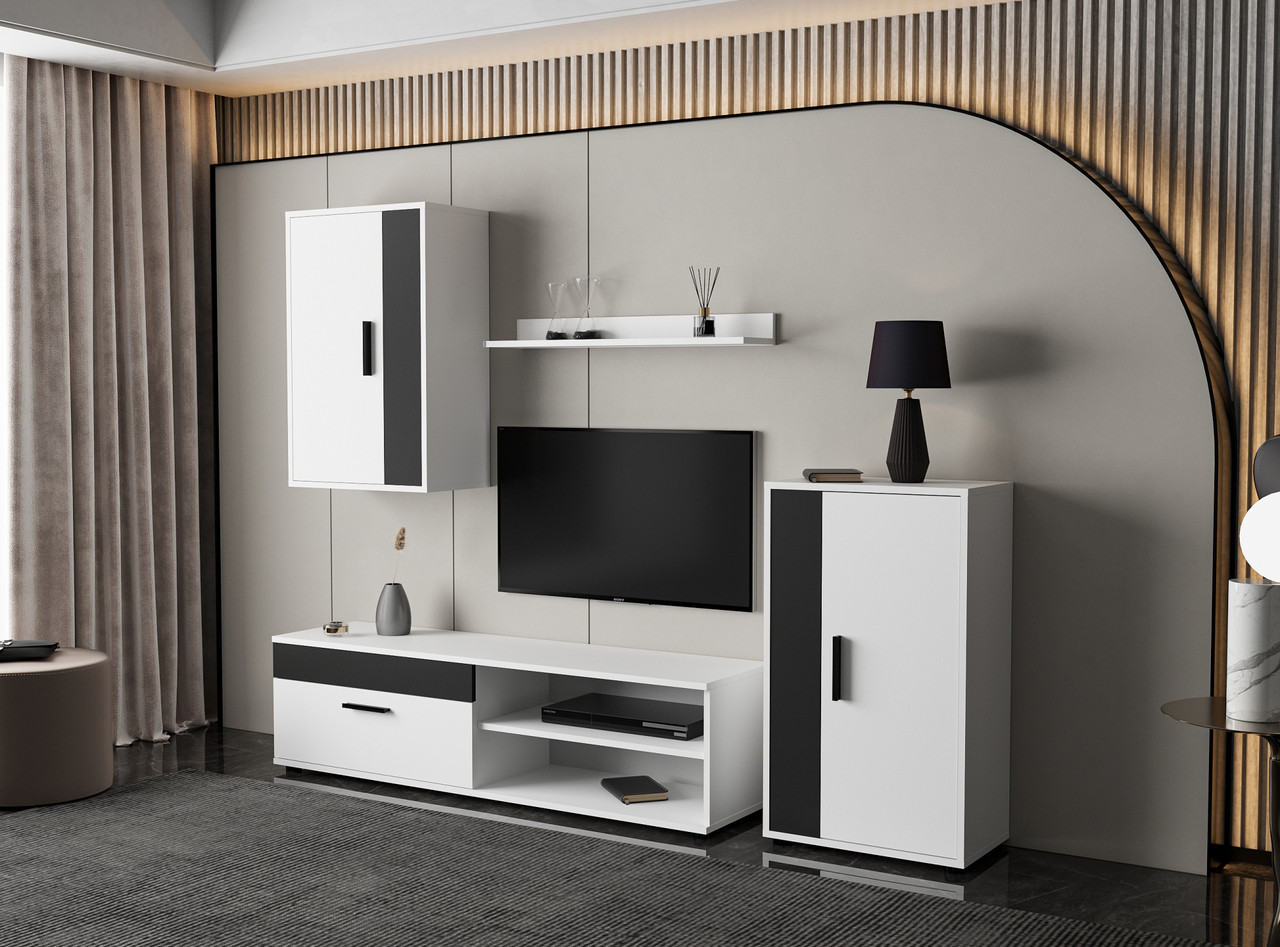 Меблева стінка Berno Accord, колір білий /чорний