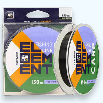 Волосінь Зелений мох ZEOX Element Carp Line Moss Green 150м. 0.256мм. 7.4кг.