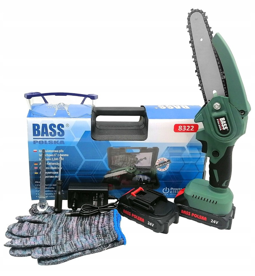 Мініпила ланцюгова акумуляторна 4", 24 В Bass Polska 8322 з двома акумуляторами та зарядним пристроєм