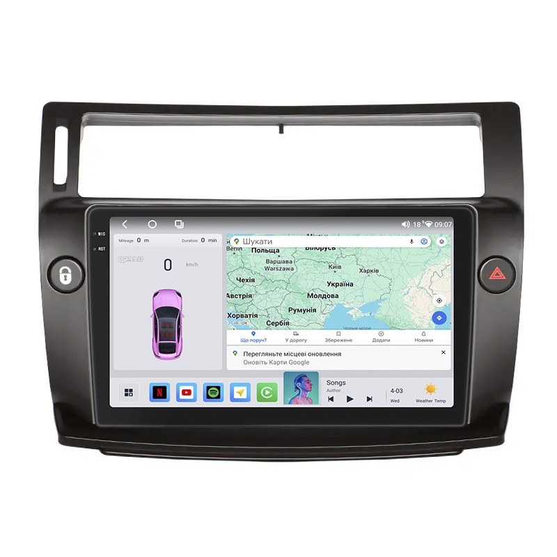 Штатна магнітола 9" Lesko для Citroen C4 I Рестайлінг 2008-2011 4/64 QLED CarPlay 4G 360 Prime 1 шт., фото 1