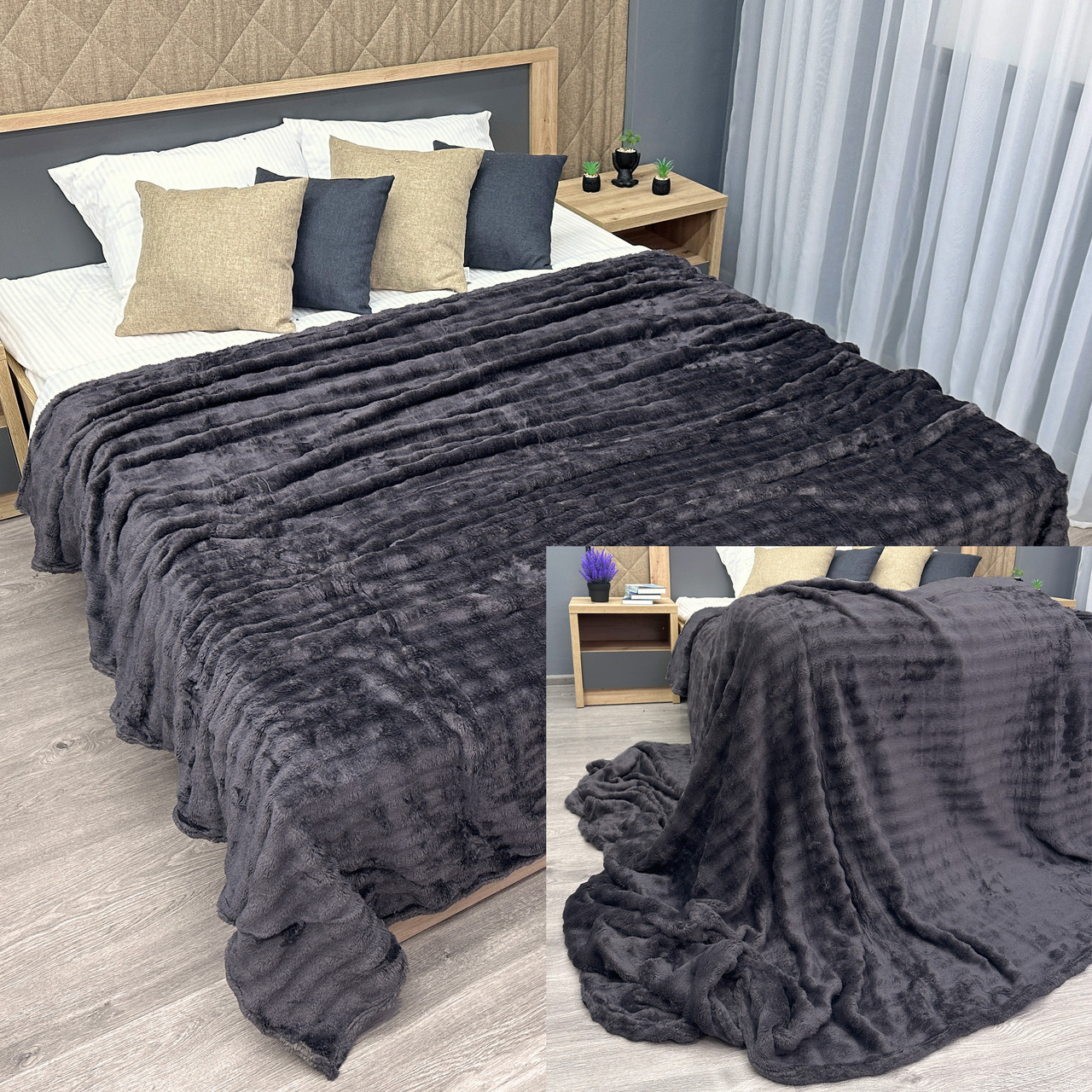 Плед-покривало 200х230 см (+-5см) Soft Night Графітовий (87-133)