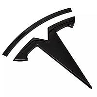 Емблема передня TESLA 3, Y чорна матова 77мм метал (на скотчі)