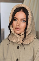 Капор з еко хутра Тедді,капор на флісі,тедді капор,капор,капор жіночий