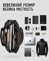 Чоловічий шкіряний портфель для ноутбука та паперів 39х28х7, сумка для ділових поїздок, чорна, фото 8
