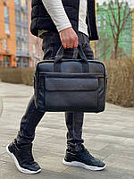 Чоловіча шкіряна сумка 39x28x7, офісний портфель для ноутбука та паперів, сумочка для студента, чорний, фото 9