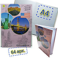 Зошит офісний А4 / 64 аркуша / клітинка / Книжка записна (книга канцелярська), тверда обкладинка / USA