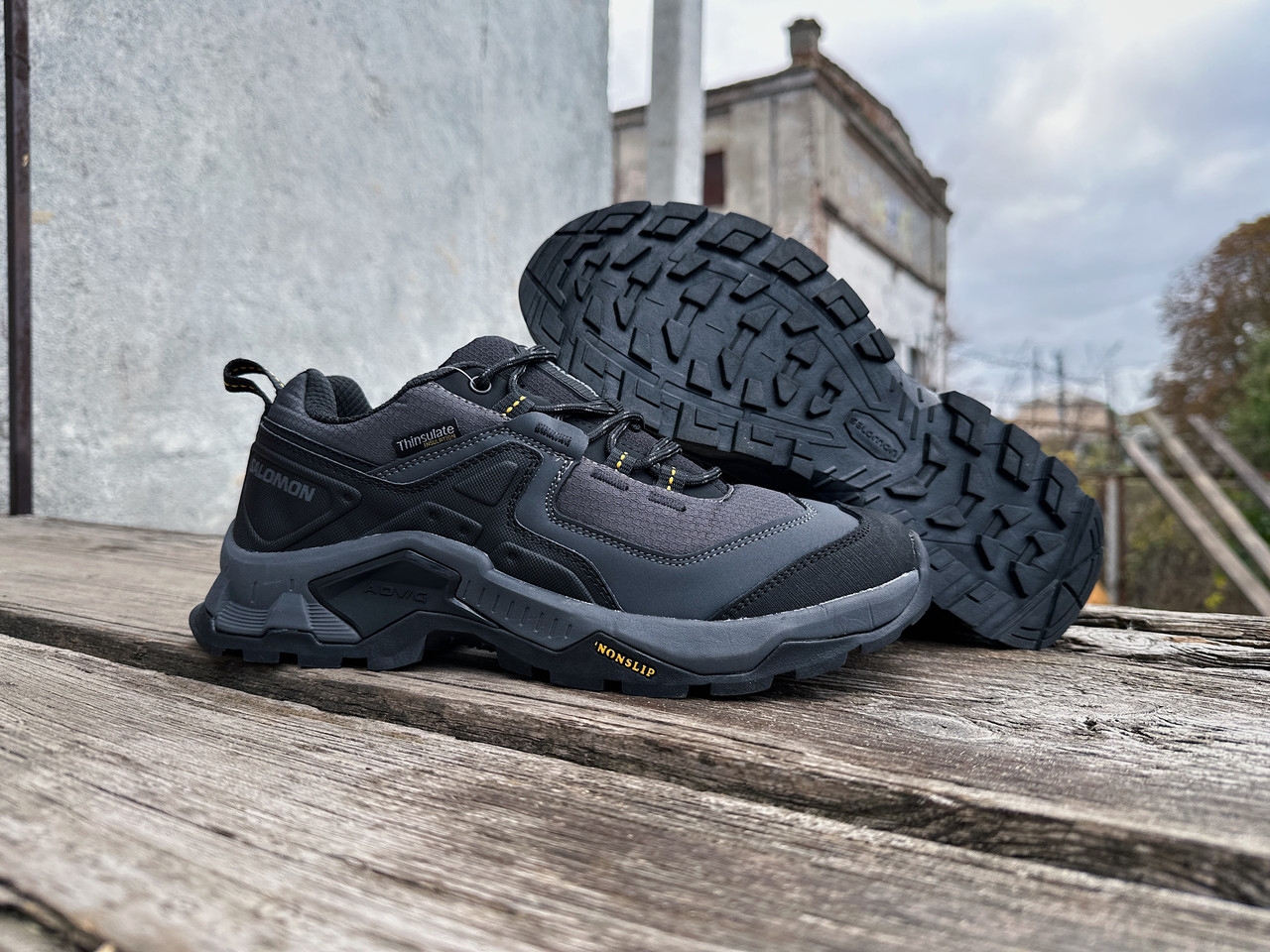 Чоловічі термо кросівки Salomon Quest M Element Gtx Gore-Tex Thinsulate сірі водонепроникні