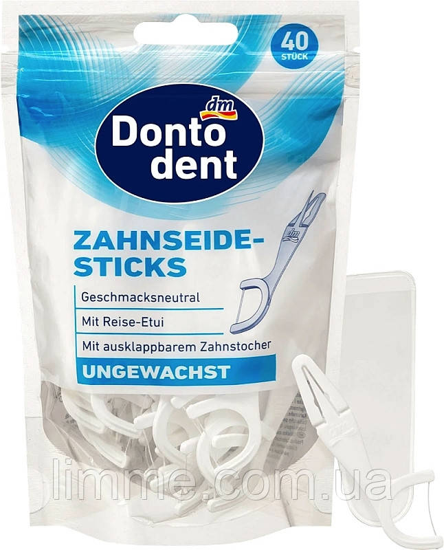 Зубочистки - флостік із зубною ниткою Dontodent Zahnseide-Sticks, 40 шт.