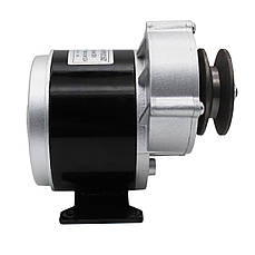 Електричний колекторний двигун MY1016Z 36V 350W з редуктором, з ніжками, довгий вал, зі шківом, фото 4