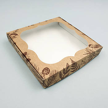 Коробка для пряників і печива з віконцем Вінтаж 20х20х3 см