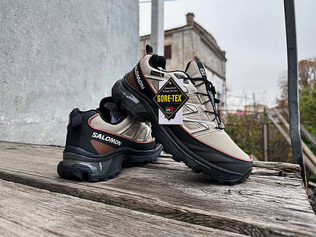 Чоловічі термо кросівки Salomon XT-6 Gore-Tex Beige бежеві водонепроникні, фото 1
