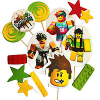 Цукрова прикраса-топери для кондитерських виробів "Роблокс (хлопці)"