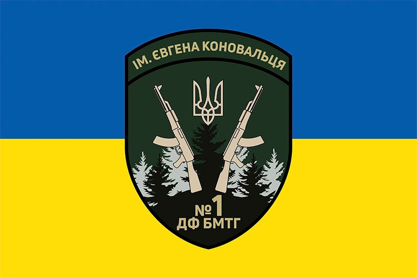 Прапор 1 ДФ БМТГ ім. Євгена Коновальця синьо-жовтий