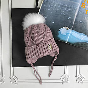 Дитяча зимова шапка з натуральним бубоном