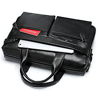 Сумка чоловіча для офісу 38x28x7, портфель для ноутбука та документів формат А4, чорний, фото 9