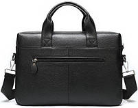 Сумка чоловіча для офісу 38x28x7, портфель для ноутбука та документів формат А4, чорний, фото 6