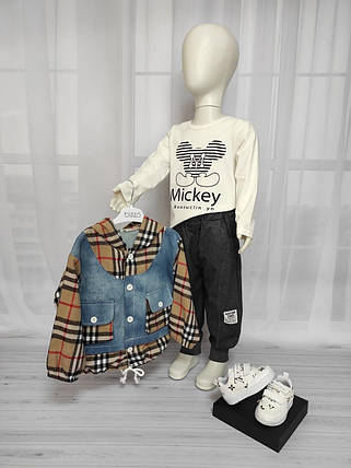 Дитячий джинсовий костюм трійка Барберрі, фото 1