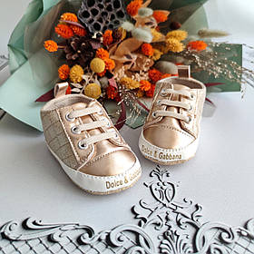 Золоті пінетки кросівки Дольче