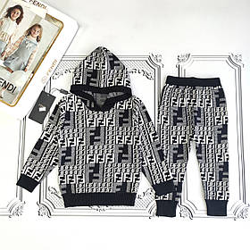 Дитячий теплий в'язаний костюм з капюшоном Fendi