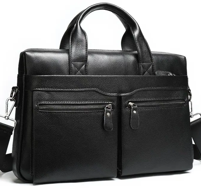 Сумка чоловіча для офісу 38x28x7, портфель для ноутбука та документів формат А4, чорний, фото 1