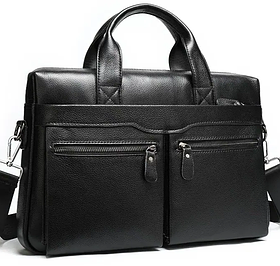 Сумка чоловіча для офісу 38x28x7, портфель для ноутбука та документів формат А4, чорний