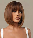 Перука каре з чубчиком термоперука коричнева (LC2071-2), фото 2