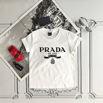 Дитяча, підліткова біла футболка Прада, фото 1
