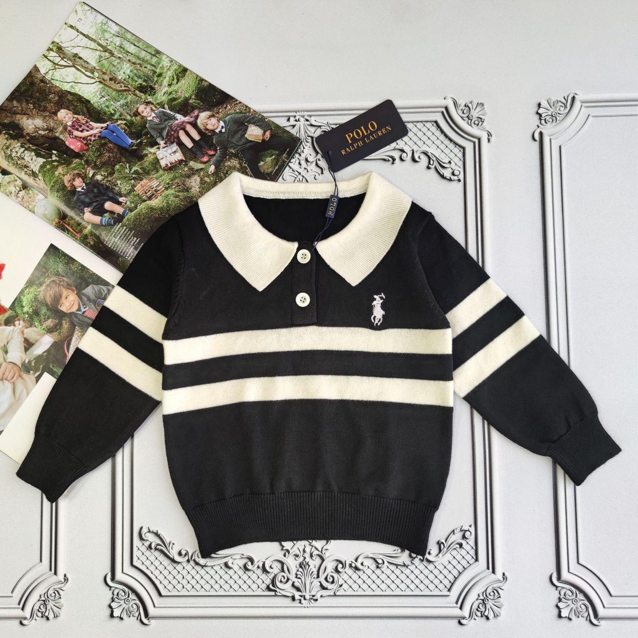 Дитячий чорний джемпер Поло з коміром 104 ALL1882