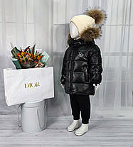 Дитяча чорна зимова куртка Діор для дівчинки, фото 2