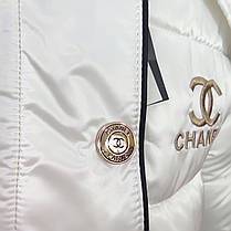 Дитяча зимова тепла біла куртка Шанель, фото 3