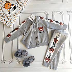 Дитячий сірий теплий в'язаный костюм Moschino для новонароджених
