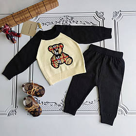 Дитячий чорний в'язаний костюм Берберрі для новонароджених