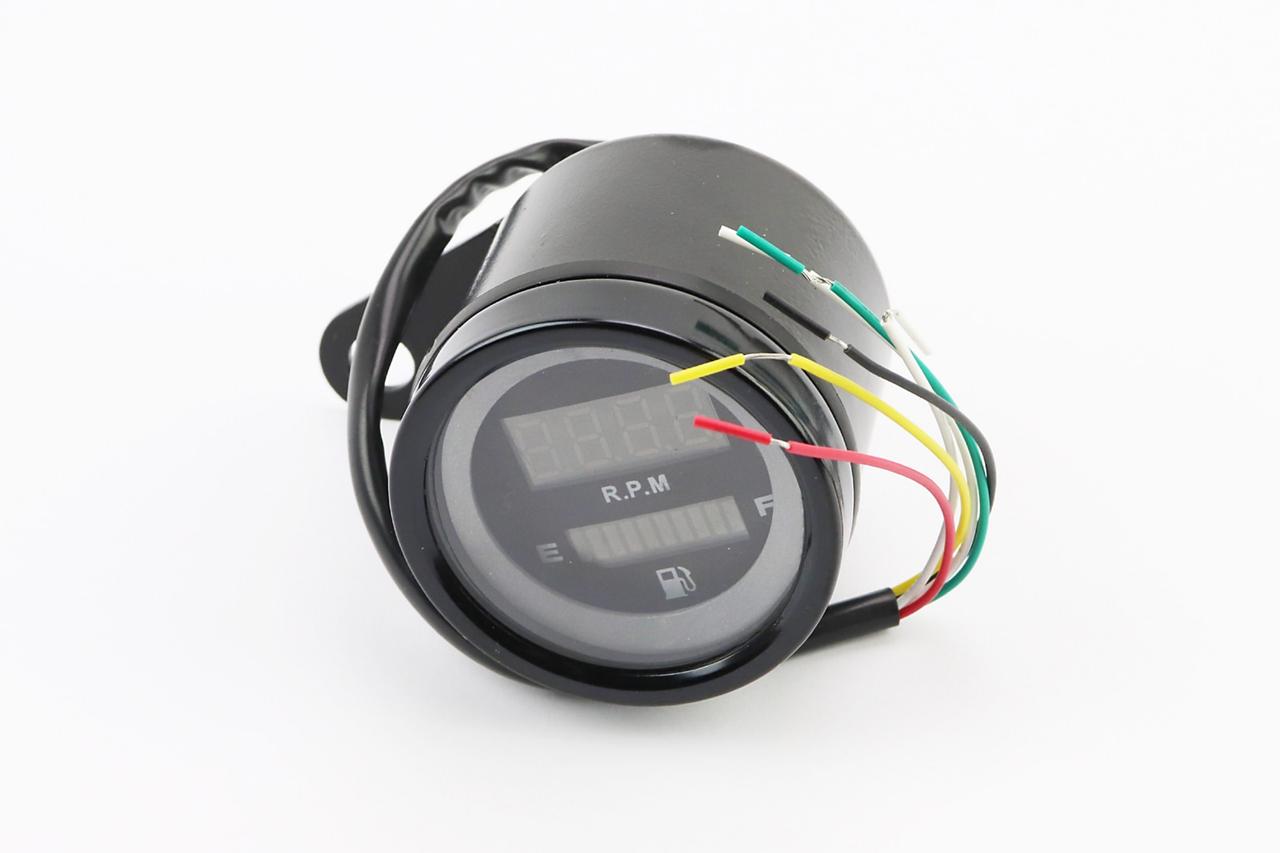 Тахометр у зборі універсальний, чорний цифровий, круглий 62мм, ЗЧ-МОТО, SV-351420, фото 1