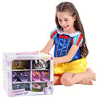 Яскравий дитячий набір прикрас дівчинці 4 пари взуття з декором Корона з камінням Підвіска кулон із серцем Сережки