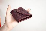 Маленький жіночий гаманець з тисненням Лаванда бордовий Марсала, фото 8