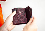 Маленький жіночий гаманець з тисненням Лаванда бордовий Марсала, фото 2