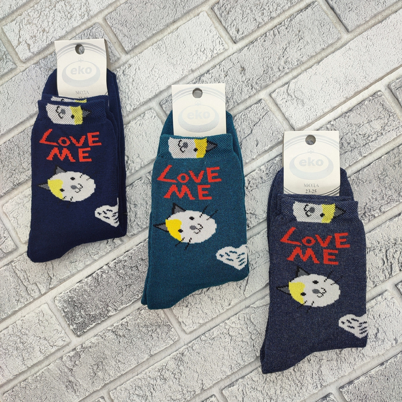 Шкарпетки жіночі високі зимові з махрою р.23-25 ​​асорті ЕКО LOVE ME 30035924, фото 1