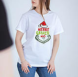 Merry Grinchmas. Футболка прямого пошиву. Друк на футболці з новорічним принтом Грінч, фото 2