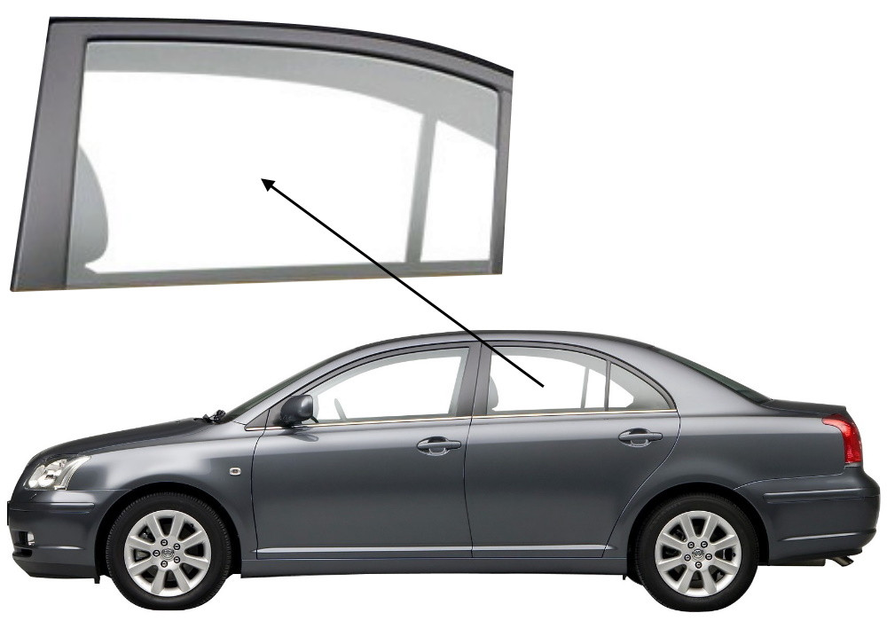 Бічне скло Toyota Avensis 2003-2009 задніх дверей ліве, фото 1