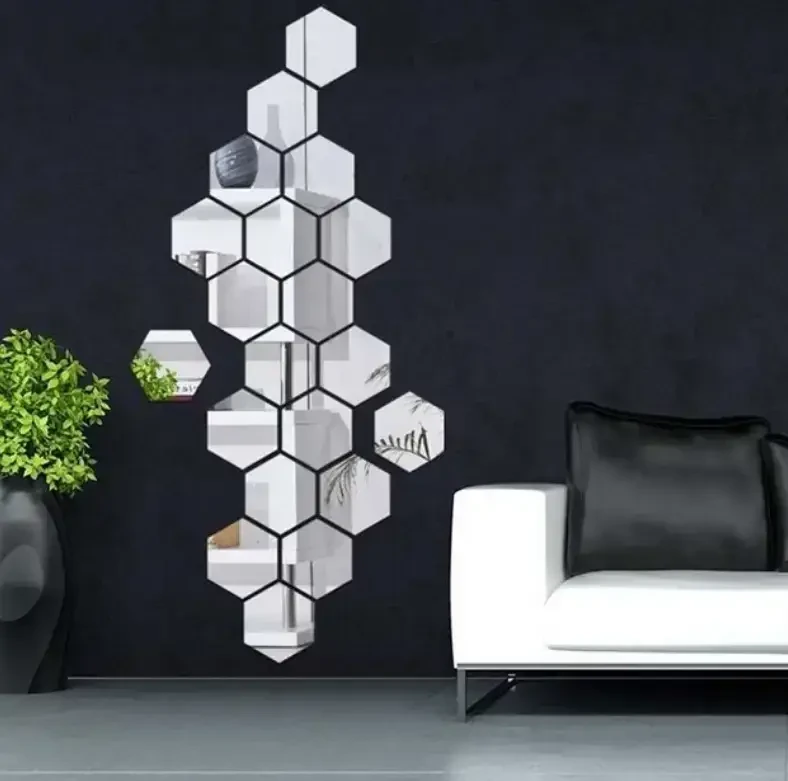 Дзеркальні елементи для декору, наклейка настінна 46 мм*40 мм*23 мм 18768-1, фото 1