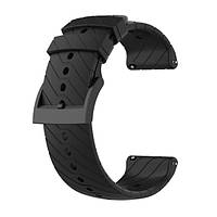Силиконовый ремешок для часов. Ш. 22 мм. Черный цвет. Ремешок на часы на средний и большой обхват руки.