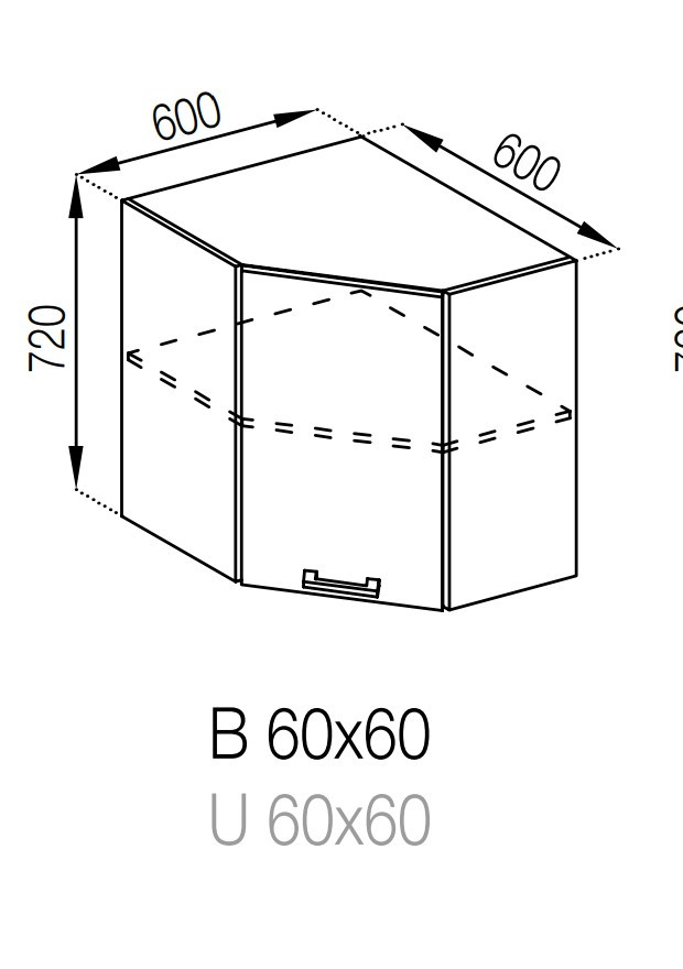 Кухонний шафка Верх Кутовий 60х60 Марта СМ, фото 1