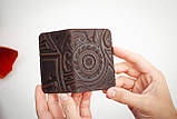 Обкладинка для ID паспорта чоловіча шкіряна темно-коричнева з тисненням Плин Часу | Обкладинка на права 4 відділа, фото 2