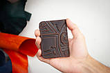 Обкладинка для ID паспорта чоловіча шкіряна темно-коричнева з тисненням Плин Часу | Обкладинка на права 4 відділа, фото 7