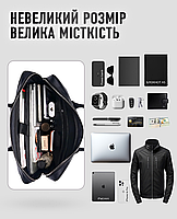 Чоловіча шкіряна сумка для ноутбука 40х30х6, діловий портфель для бізнесмена, чорний, фото 8