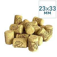 Коркова пробка 23*33 агломерат, вибілена, лого виноград