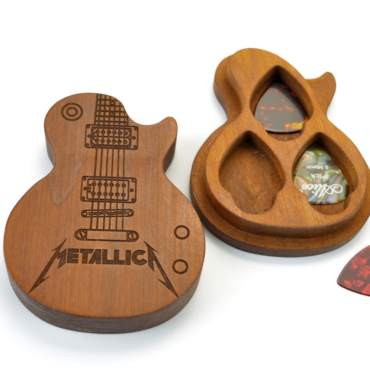 Комплект медіаторів із натурального дерева в кейсі | Подарунок викладачеві музики на День Вчителя, фото 1