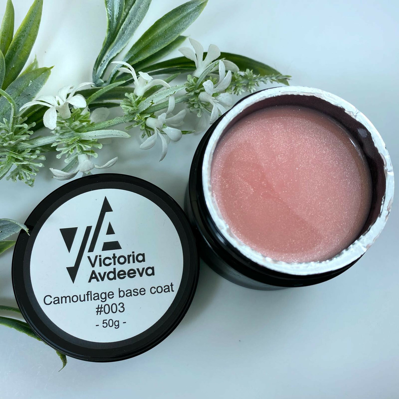 Камуфлююча база для гель лаку Victoria Avdeeva Camouflage base №03 50 мл (Бежева з шиммером)